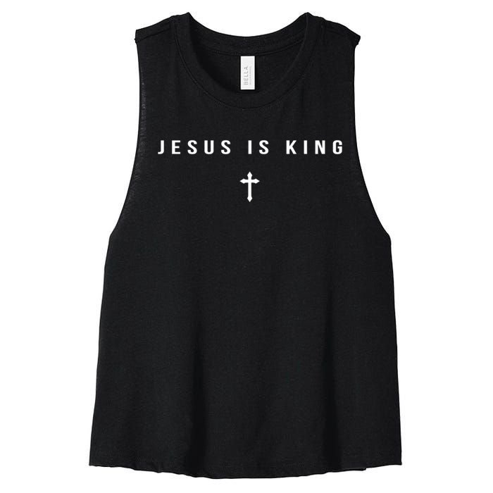 Christian Minimalist Religious Christ Jesus Is King Cross Women's Racerback Cropped Tank