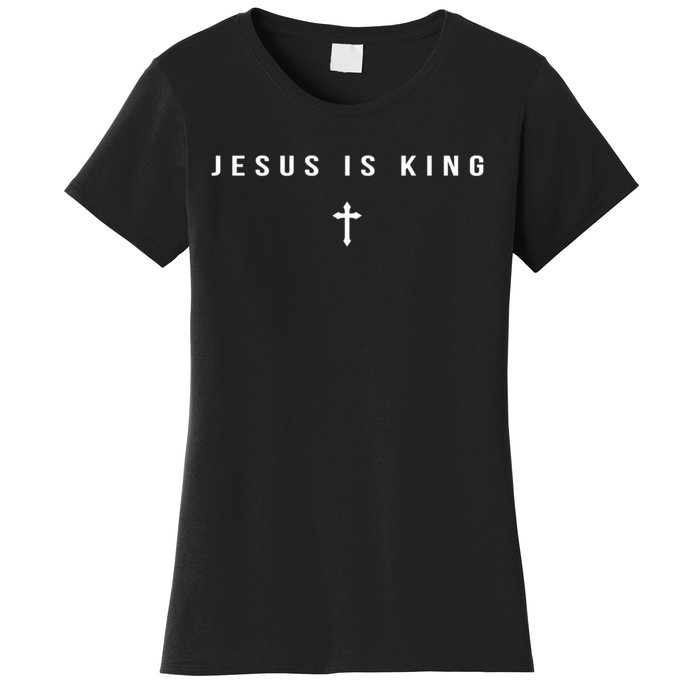 Christian Minimalist Religious Christ Jesus Is King Cross Women's T-Shirt