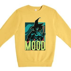 Current Mood Resting Witch Face Halloween Meme Funny Scary Gift Premium Crewneck Sweatshirt