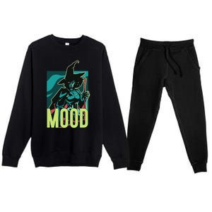 Current Mood Resting Witch Face Halloween Meme Funny Scary Gift Premium Crewneck Sweatsuit Set