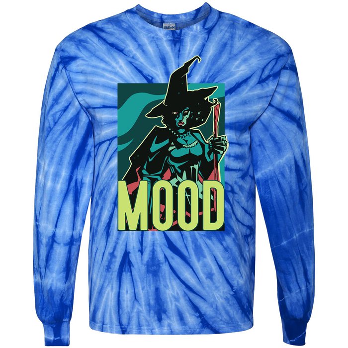 Current Mood Resting Witch Face Halloween Meme Funny Scary Gift Tie-Dye Long Sleeve Shirt