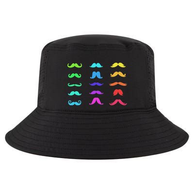 Colorful Mustaches Rainbow Fun Graphic Design Cool Comfort Performance Bucket Hat