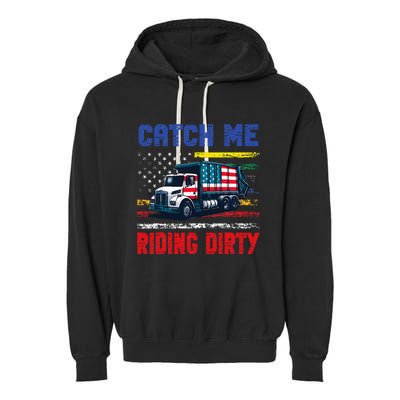 Catch Me Riding Dirty Garbage Vote Trump Truck Trump 2024 Garment-Dyed Fleece Hoodie