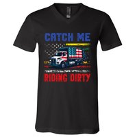 Catch Me Riding Dirty Garbage Vote Trump Truck Trump 2024 V-Neck T-Shirt