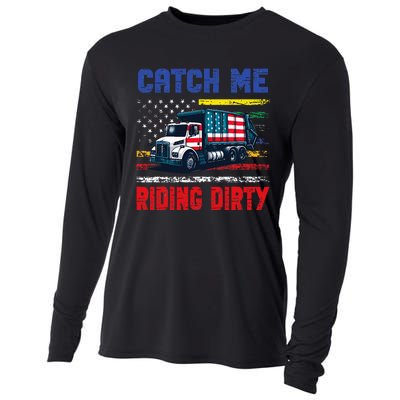 Catch Me Riding Dirty Garbage Vote Trump Truck Trump 2024 Cooling Performance Long Sleeve Crew