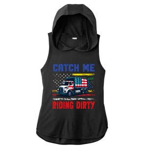 Catch Me Riding Dirty Garbage Vote Trump Truck Ladies PosiCharge Tri-Blend Wicking Draft Hoodie Tank