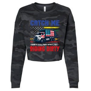 Catch Me Riding Dirty Garbage Vote Trump Truck Cropped Pullover Crew