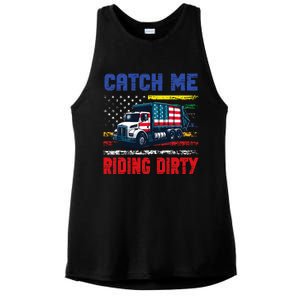 Catch Me Riding Dirty Garbage Vote Trump Truck Ladies PosiCharge Tri-Blend Wicking Tank