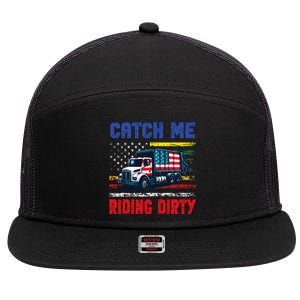 Catch Me Riding Dirty Garbage Vote Trump Truck 7 Panel Mesh Trucker Snapback Hat