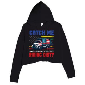 Catch Me Riding Dirty Garbage Vote Trump Truck Crop Fleece Hoodie