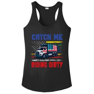 Catch Me Riding Dirty Garbage Vote Trump Truck Ladies PosiCharge Competitor Racerback Tank