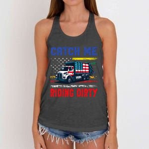 Catch Me Riding Dirty Garbage Vote Trump Truck Women's Knotted Racerback Tank