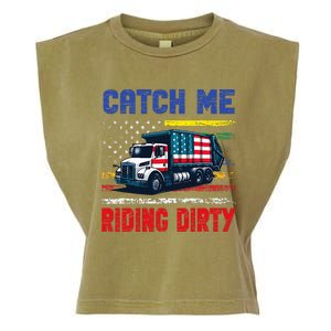 Catch Me Riding Dirty Garbage Vote Trump Truck Garment-Dyed Women's Muscle Tee