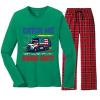 Catch Me Riding Dirty Garbage Vote Trump Truck Women's Long Sleeve Flannel Pajama Set 