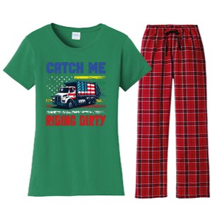 Catch Me Riding Dirty Garbage Vote Trump Truck Women's Flannel Pajama Set