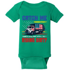 Catch Me Riding Dirty Garbage Vote Trump Truck Baby Bodysuit