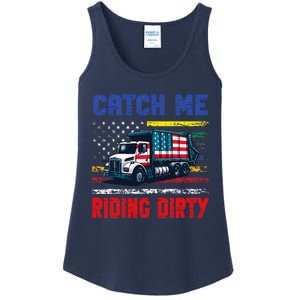 Catch Me Riding Dirty Garbage Vote Trump Truck Ladies Essential Tank