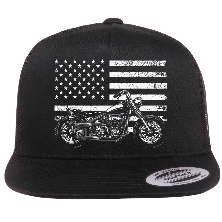 Cool Motorcycle Rider Flat Bill Trucker Hat
