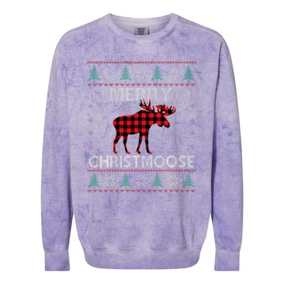 Christmas Moose Red Plaid Ugly Sweater Colorblast Crewneck Sweatshirt