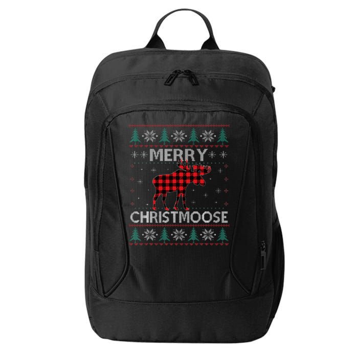 Christmas Moose Red Plaid Ugly Sweater City Backpack