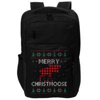 Christmas Moose Red Plaid Ugly Sweater Impact Tech Backpack