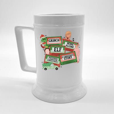 Christmas Movie Retro Caset Tapes Xmas Holiday Lover Home Alone Elf Beer Stein