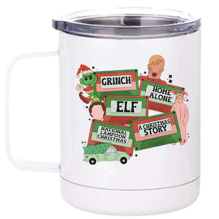 Christmas Movie Retro Caset Tapes Xmas Holiday Lover Home Alone Elf 12 oz Stainless Steel Tumbler Cup