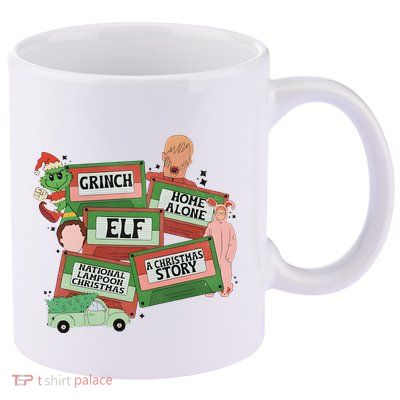 Christmas Movie Retro Caset Tapes Xmas Holiday Lover Home Alone Elf 11oz C Handle Ceramic Mug