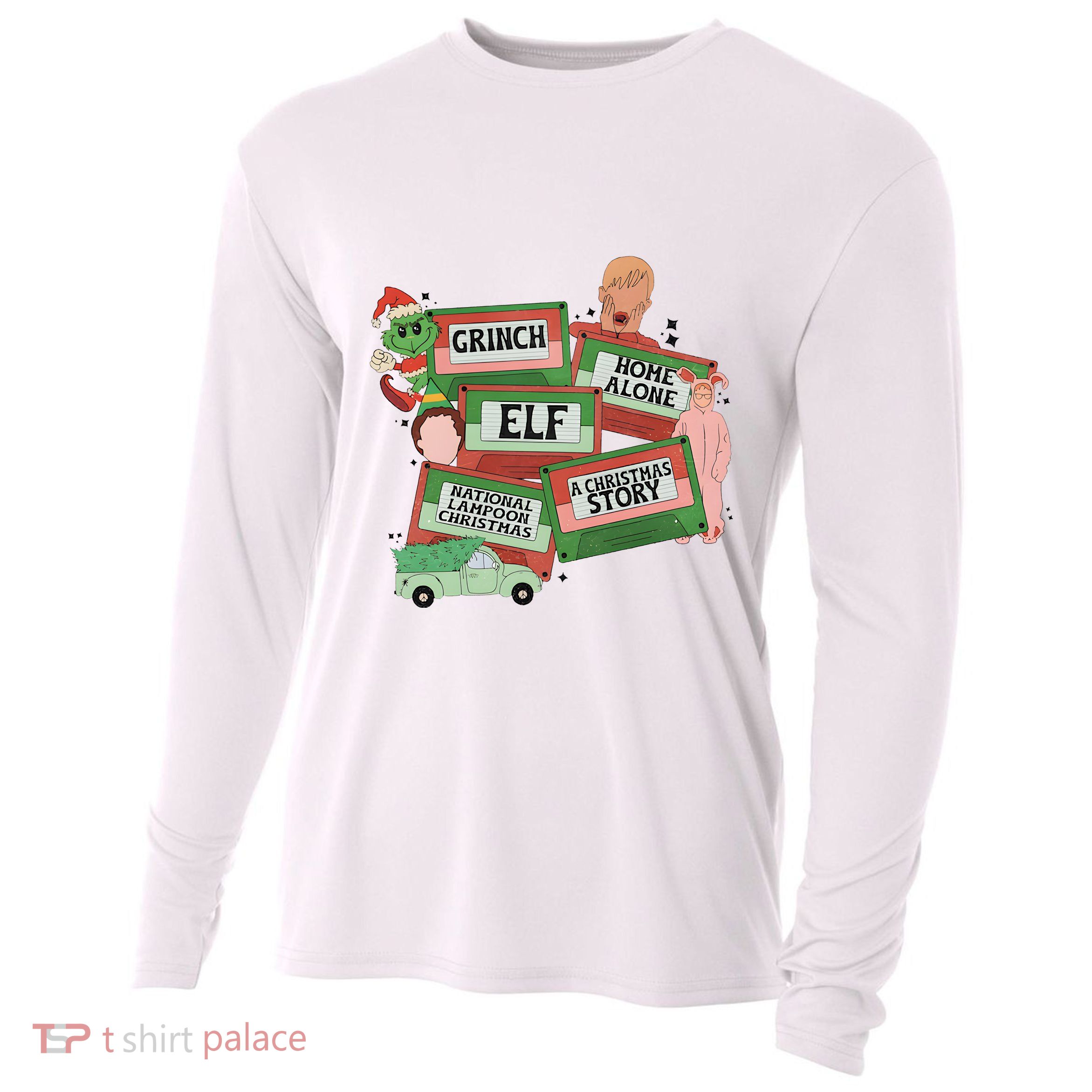 Christmas Movie Retro Caset Tapes Xmas Holiday Lover Home Alone Elf Cooling Performance Long Sleeve Crew