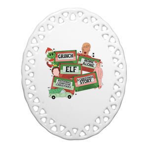 Christmas Movie Retro Caset Tapes Xmas Holiday Lover Home Alone Elf Ceramic Oval Ornament