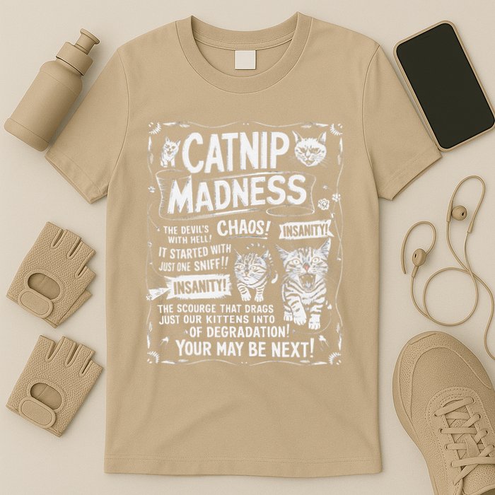 Catnip Madness Retro Funny Cute Kitten Cat Lover T-Shirt
