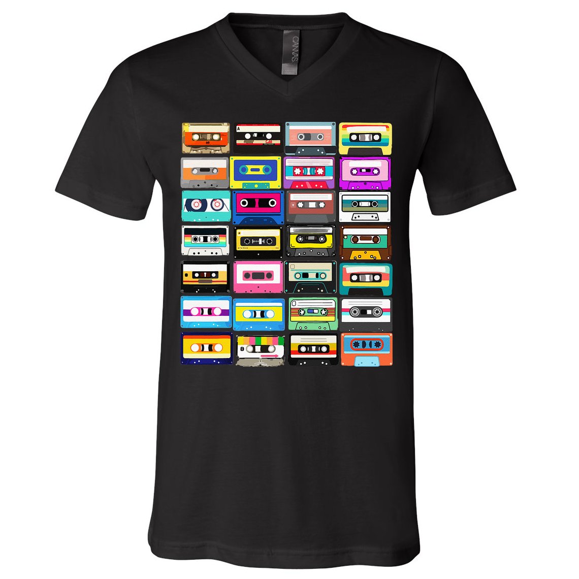 Cassette Mixtape Retro 1980s 1990s Music Vintage Graphic V-Neck T-Shirt