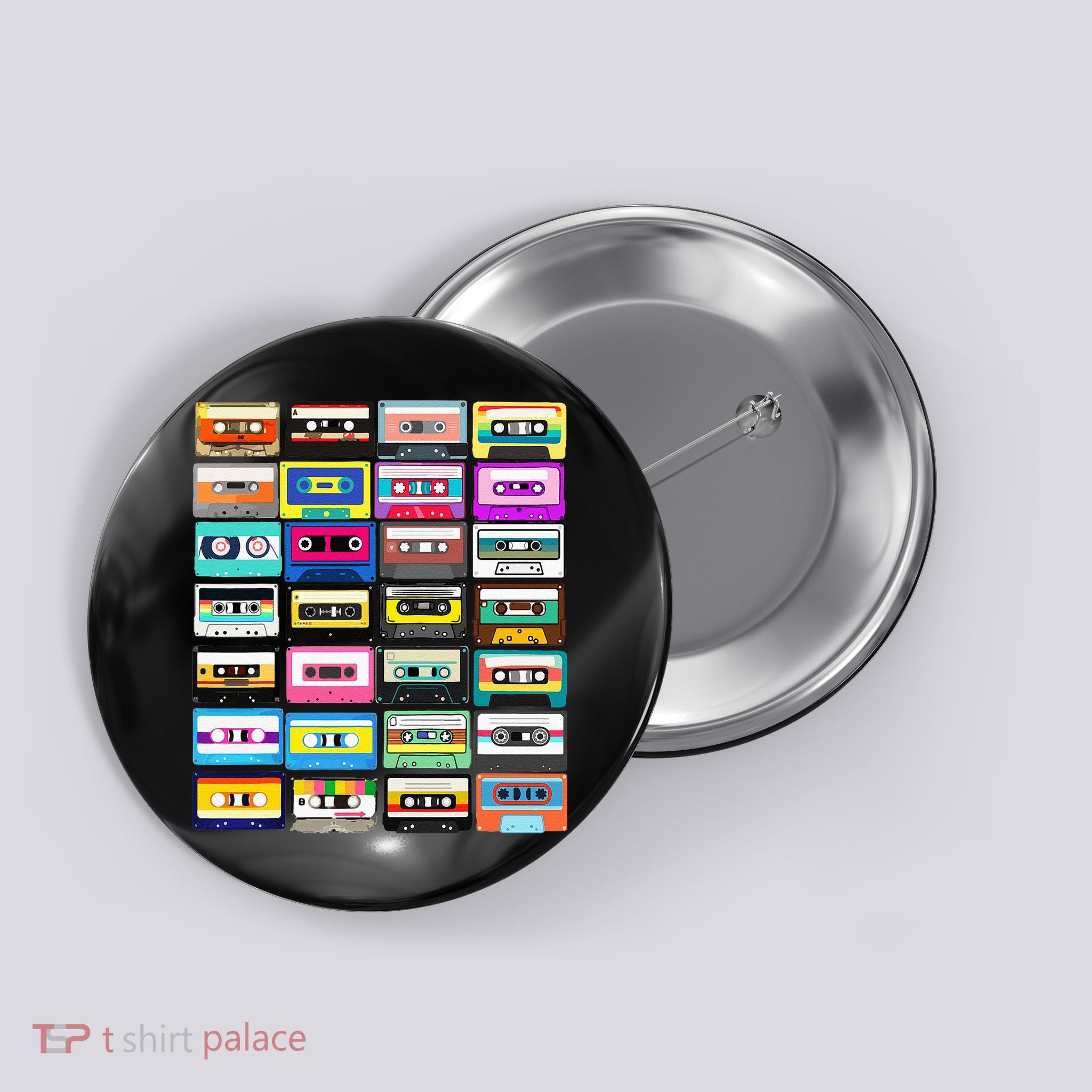 Cassette Mixtape Retro 1980s 1990s Music Vintage Graphic Button