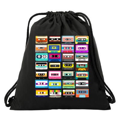 Cassette Mixtape Retro 1980s 1990s Music Vintage Graphic Drawstring Bag