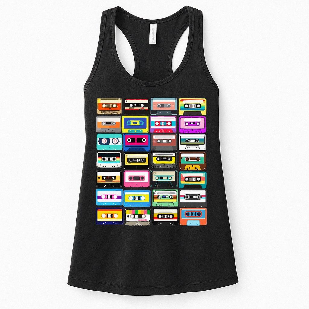 Cassette Mixtape Retro 1980s 1990s Music Vintage Graphic Womens Tank Top
