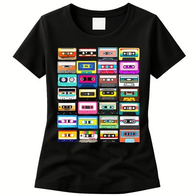 Cassette Mixtape Retro 1980s 1990s Music Vintage Graphic Womens T-Shirt
