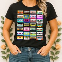 Cassette Mixtape Retro 1980s 1990s Music Vintage Graphic Womens T-Shirt
