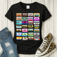Cassette Mixtape Retro 1980s 1990s Music Vintage Graphic Womens T-Shirt