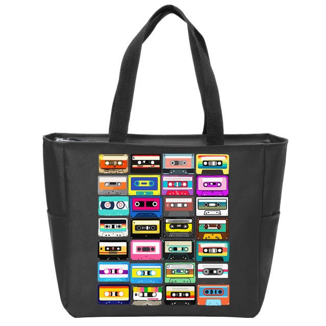Cassette Mixtape Retro 1980s 1990s Music Vintage Graphic Zip Tote Bag