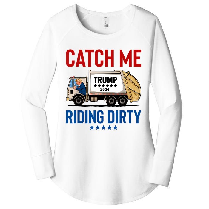 Catch Me Riding Dirty Garbage Vote Trump Truck Trump 2024 Women's Perfect Tri Tunic Long Sleeve Shirt