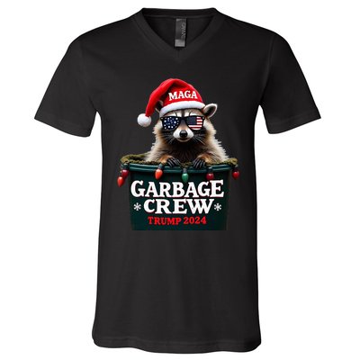 Christmas Maga Raccoon Garbage Crew Trump 2024 V-Neck T-Shirt