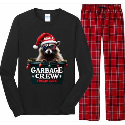 Christmas Maga Raccoon Garbage Crew Trump 2024 Long Sleeve Pajama Set