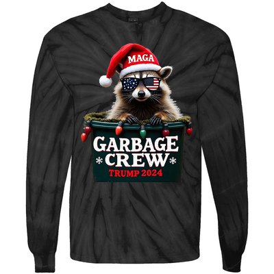 Christmas Maga Raccoon Garbage Crew Trump 2024 Tie-Dye Long Sleeve Shirt