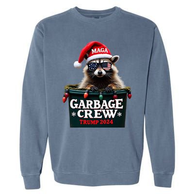 Christmas Maga Raccoon Garbage Crew Trump 2024 Garment-Dyed Sweatshirt