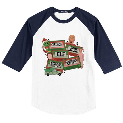 Christmas Movie Retro Caset Tapes Baseball Sleeve Shirt