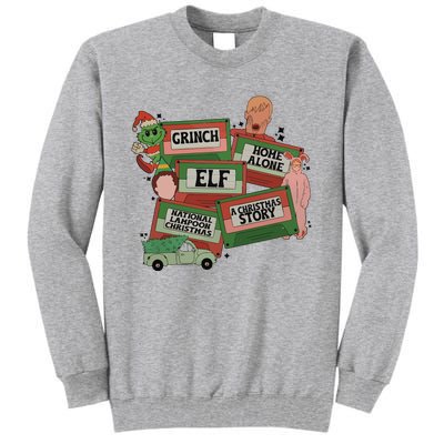 Christmas Movie Retro Caset Tapes Tall Sweatshirt