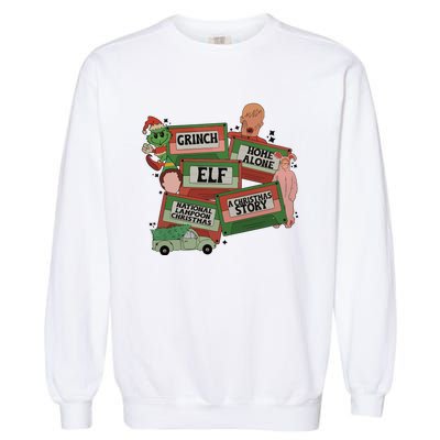 Christmas Movie Retro Caset Tapes Garment-Dyed Sweatshirt