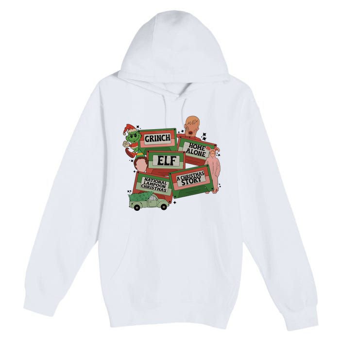 Christmas Movie Retro Caset Tapes Premium Pullover Hoodie