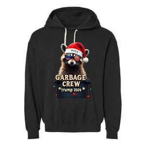 Christmas Maga Raccoon Garbage Crew Trump 2024 Garment-Dyed Fleece Hoodie