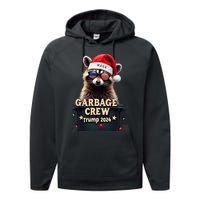 Christmas Maga Raccoon Garbage Crew Trump 2024 Performance Fleece Hoodie